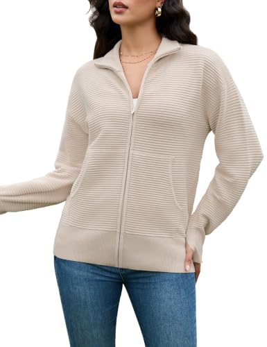 Long Sleeve Zip-Up Ribbed Cardigan Sweater
