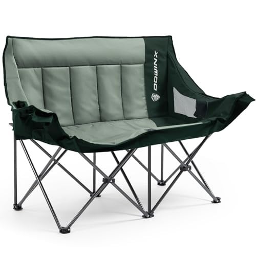 Dowinx Double Camping Chair Loveseat with Cup Holders & Wine Glass Holders, 660lbs