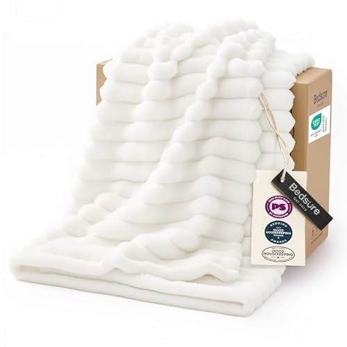 Bedsure GentleSoft 50" x 60" Fleece Throw Blanket (Off White) Deal