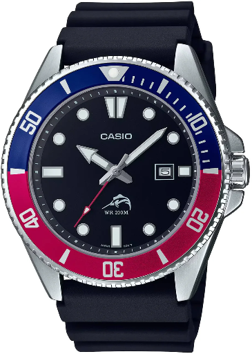 Casio Duro Dive Watch Quartz Silver Case Black Dial Resin Strap MDV-106B-1A2VCF Deal