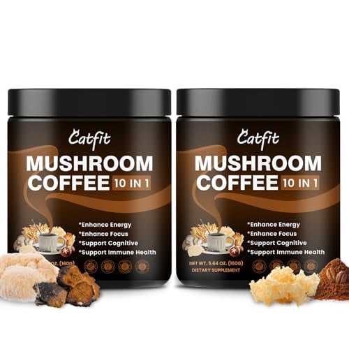 Catfit Instant Mushroom Coffee Powder 2-Pack, 5.64 Ounce