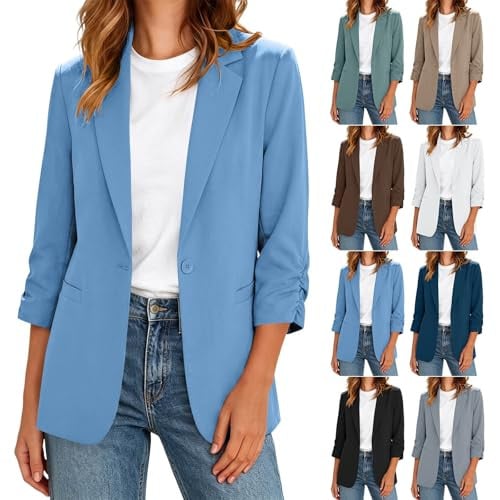 Yafinmo Casual 3/4 Ruffle Sleeve Blazers w/ Pocket Deal