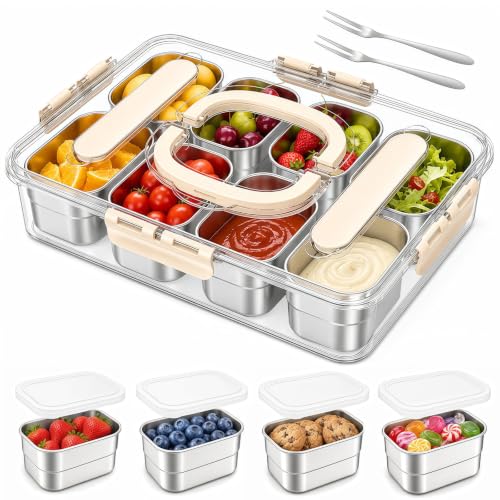 Gifhomfix 8-Compartment Stainless Steel Snackle Box