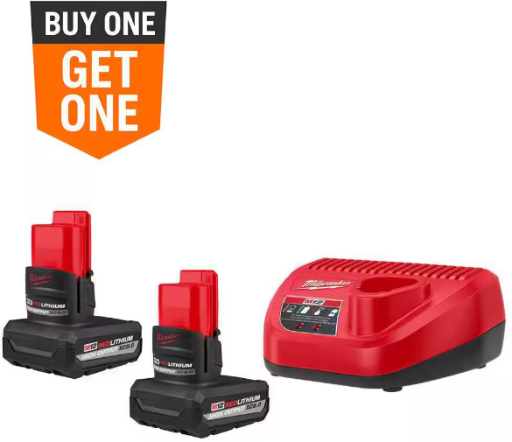 Milwaukee M12 12V Lithium-Ion XC High Output 5.0 Ah Battery (2-Pack) Starter Kit
