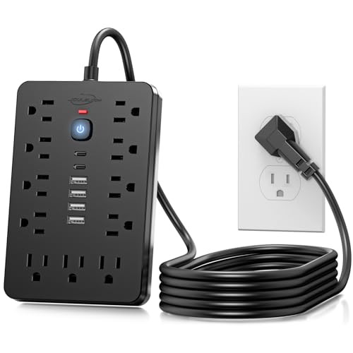 6 FT Flat Plug Surge Protector Power Strip 11 AC Outlets 6 USB Ports (2 USB C)