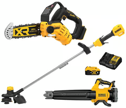 DEWALT 20V MAX XR Brushless String Trimmer Blower Kit with 20V 8 in. Brushless Pruning Chainsaw Deal