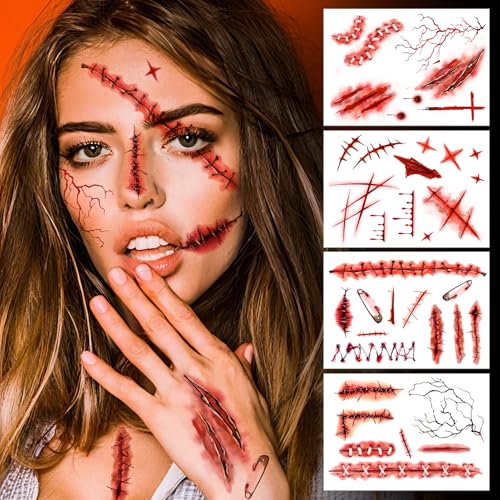 Halloween Zombie Fake Scar Temporary Tattoos