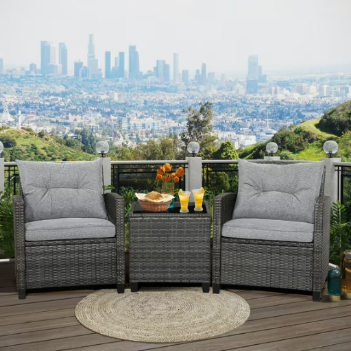 Gymax 3-Piece Patio Rattan Sofa Set Outdoor Wicker Conversation Set Deal