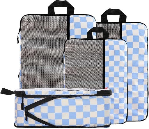 U+U Compression 4 Set Packing Cubes Sets with Ultralight Travel Organizers with Laundry & Cosmetic Bags Deal