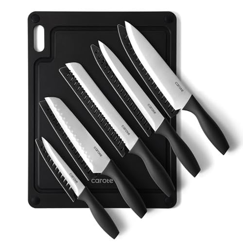 Carote 11-Piece Kitchen Knife Set w/ Cutting Board & Blade Guards