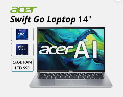 Certified Refurbished: Acer Swift Go Laptop 14" FHD+ IPS Touch, Intel Ultra 7 155H, 16GB RAM, 1TB SSD Deal
