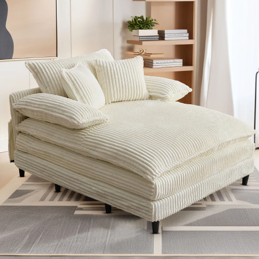 Latitude Run 55"W Corduroy Chaise Lounge Chair Deal