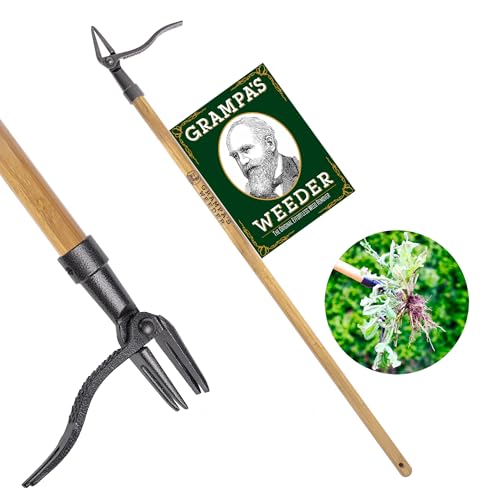 Grampa's Weeder Original Stand Up Weed Puller Tool with Bamboo Long Handle (8"W x 46"H) Deal