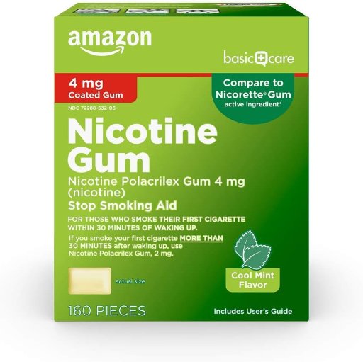 Amazon Basic Care Nicotine Polacrilex Coated Gum 160-Count 4 mg