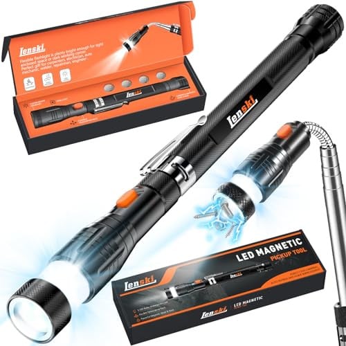 Lenski Extendable Telescoping Magnetic Pickup Tool w/ LED Flashlight (Black) Deal