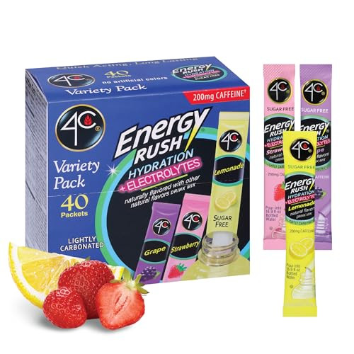 4C Energy Rush PSD with Electrolytes Variety Pack Stix, 40 ct