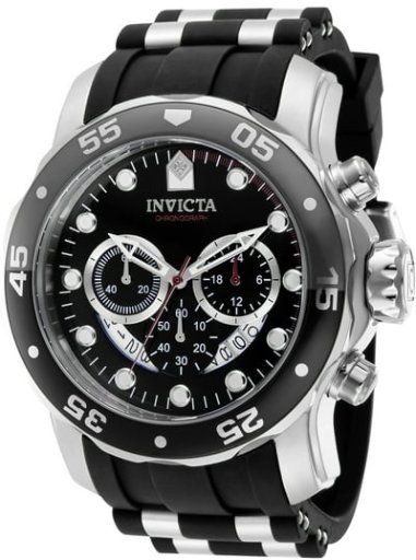 Invicta Pro Diver Men 48mm Stainless Steel Band Black Dial Chronograph Quartz Watch