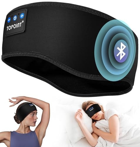 TOPOINT Sleep Mask/Headband w/ 5.4 Bluetooth Headphones