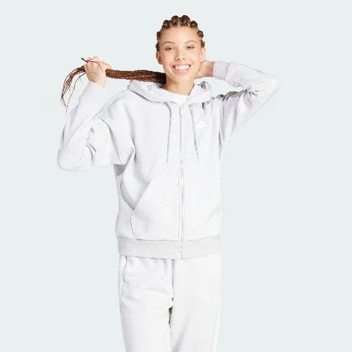 Adidas Women's Essentials 3-Stripes Full-Zip Fleece Hoodie