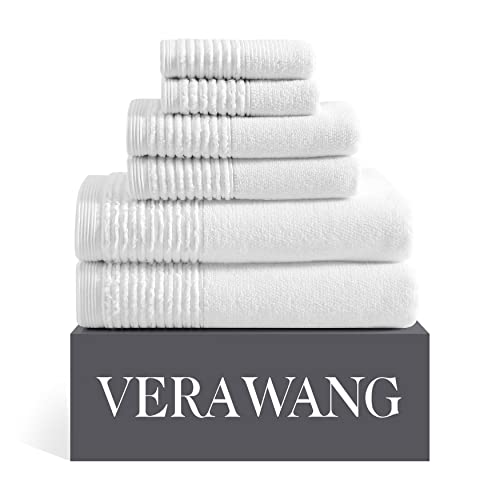 Vera Wang Sculpted Pleat Zero Twist Cotton Bath Towel 6-Pack Deal