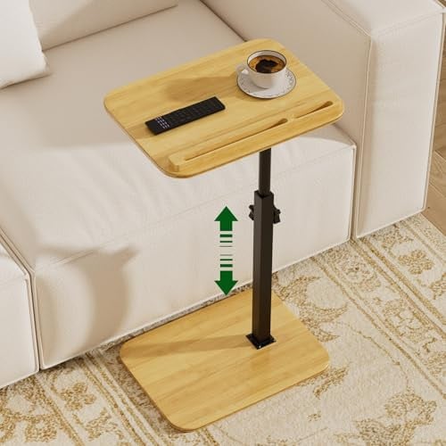 Promitop 15.75" 360° Swivel Bamboo End Table w/ Adjustable Height