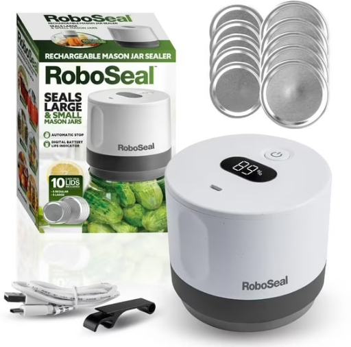 RoboSeal Rechargeable Mason Jar Vacuum Sealer Kit with 10 Lids Deal