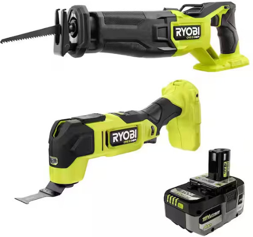 RYOBI ONE+ HP 18V Brushless Cordless Multi-Tool & Reciprocating Saw Kit w/ 4 Ah Battery