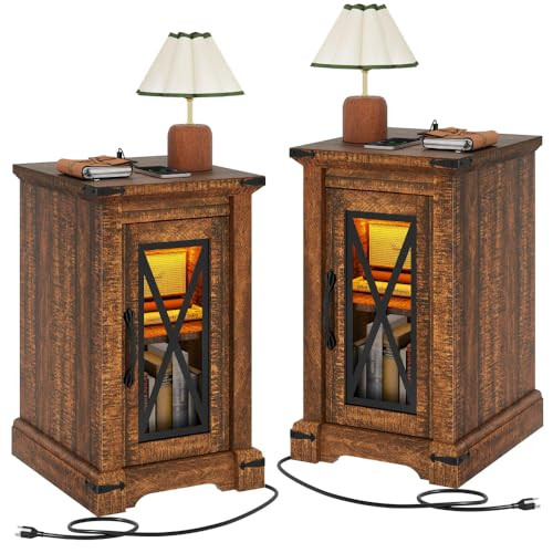 YITAHOME Nightstands w/ Charging Station 2-Pack