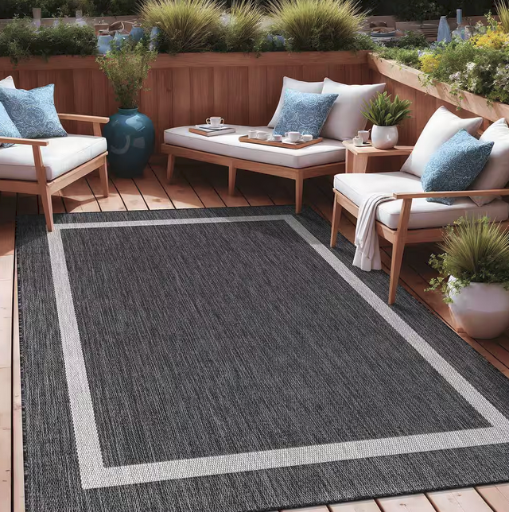 8 ft. x 10 ft. Bordered Indoor/Outdoor Area Rug Deal