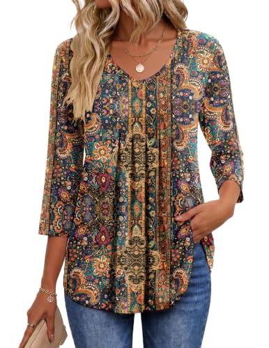 Ekouaer Blouses 3/4 Sleeve V Neck Tees Deal