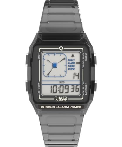 Timex Unisex Q LCA 35mm Watch - Gray Strap Digital Dial Gray Case Deal