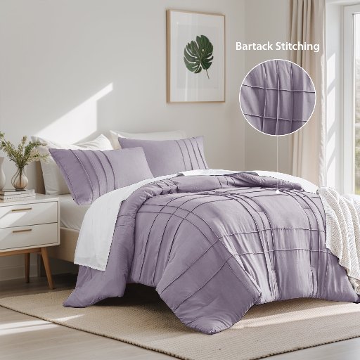 Regency Heights King Comforter Set, Boho 3-Piece Pintuck Stitching Bedding Set