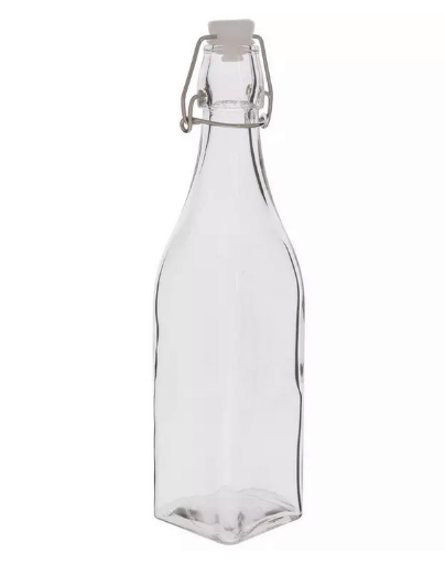 17-oz Square Swing Top Glass Bottle