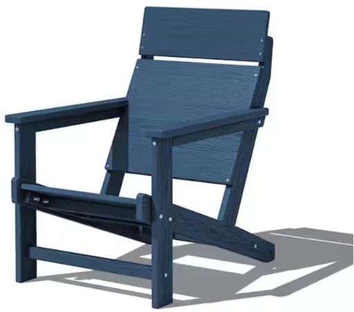Jearey HDPE Woodgrain Panel-Back Adirondack Chair (Navy)