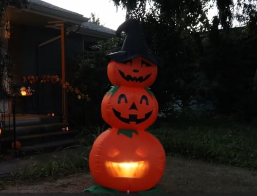 6 Ft Inflatable Jabberin' Jack Stacked Pumpkins with Built in Video Projector & Speaker