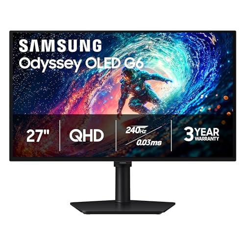Samsung 27" Odyssey OLED G6 QD-OLED QHD 240Hz Gaming Monitor