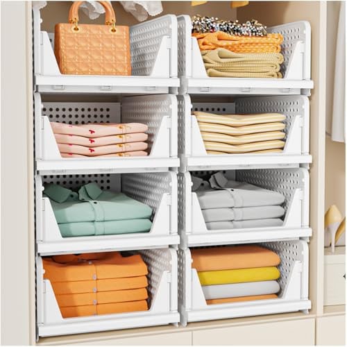 SNSLXH Stackable Multifunctional & Foldable Closet Storage Basket 5-Pack Deal