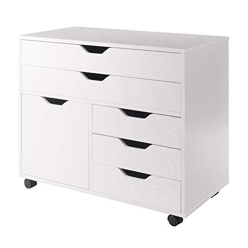 Winsome Halifax 3-Section Mobile Cabinet with 5 Drawers, White