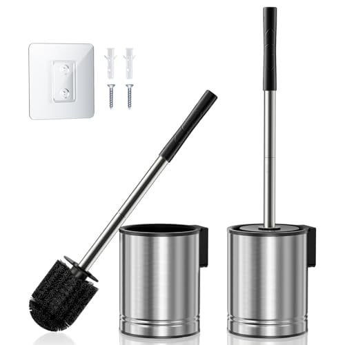 HAMITOR Compact Toilet Bowl Brush Set 2-Pack (Silver) Deal