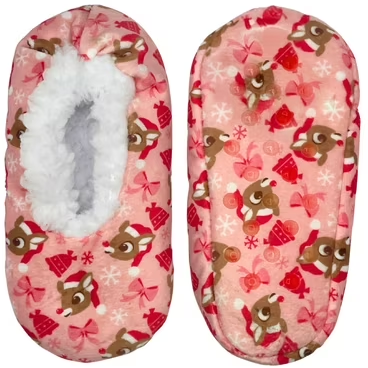 Rudolph the Red Nosed Reindeer Toddlers' Fuzzy Babba Slippers Socks 3T-4T