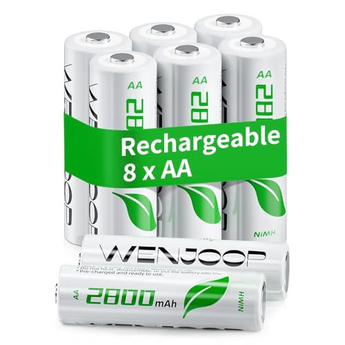 8 Pack 2800mAh NiMH AA Rechargeable Batteries