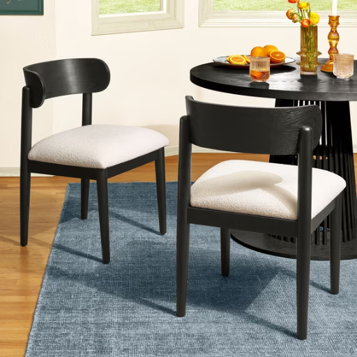 Beautiful Drew Dining Room Chair by Drew Barrymore, Rich Black Finish 2-Pack Deal