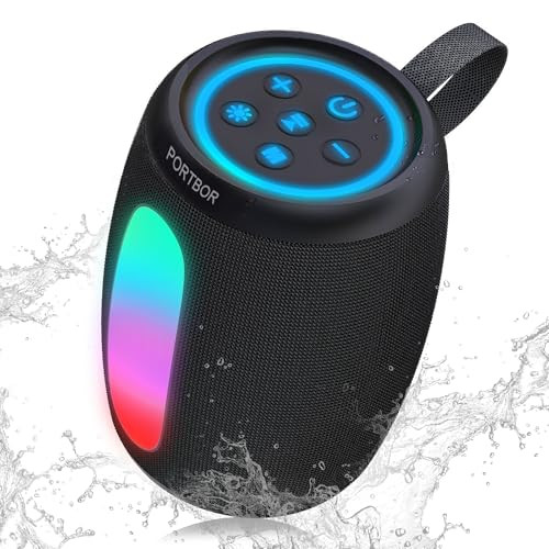 PORTBOR IPX5 Bluetooth 5.3 Portable Speaker w/ 3000mAh Battery