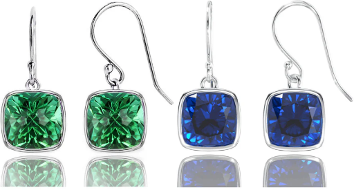 2-Pair Blue Sapphire & Emerald Drop Earrings Set Deal