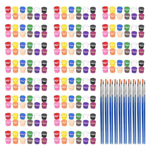 280 Piece Washable Acrylic Paint, 20 Gouache Paint Sets of 12 Colors w/ 40 Brushes