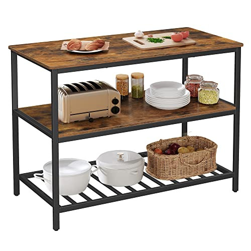 VASAGLE Kitchen Island with 3 Shelves, 47.2 Inches Width
