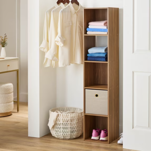 Mainstays 5 Cube Vertical Storage Organizer, Warm Walnut Deal