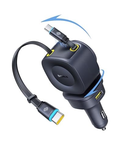 Baseus 163W 4-in-1 Car Charger w/ Dual 31.5" Retractable USB-C Cables
