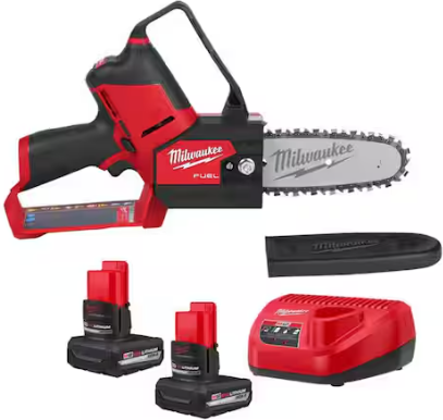 Milwaukee M12 FUEL 6 in. 12V Brushless Cordless Battery Pruning Hatchet Mini Chainsaw w/ (2) 5.0Ah High Output Batteries Deal