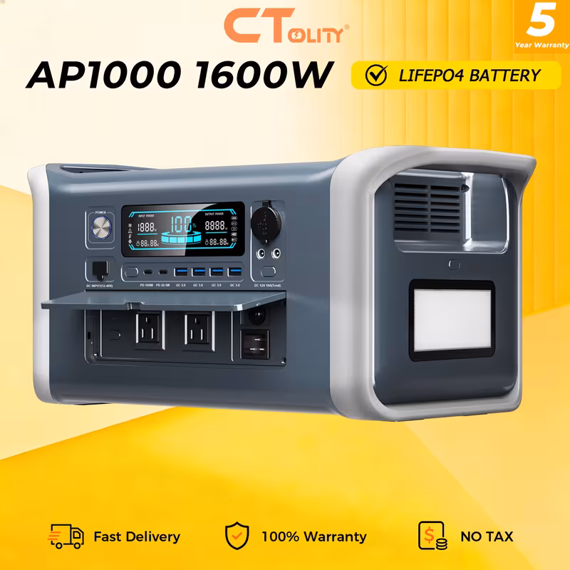 CTOLITY 3200W Peak Solar Generator/Power Station Rate 1600W 1024Wh  Deal